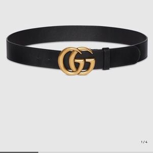 Gucci Black Belt with Gold GG Buckle